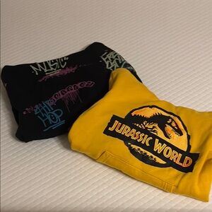 Jurassic World Yellow Hoodie and Black Graphic Hoodie
